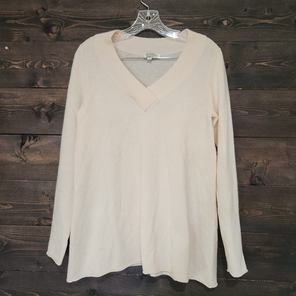 Kinross Cashmere 100% Cashmere V-Neck Sweater Women's XS Oversized Flaw Ivory